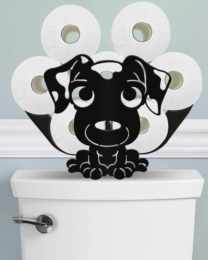 LABRADOR RETRIEVER TOILET PAPER HOLDER STAND FOR EXTRA 8 ROLLS FUNNY DECORATIVE FREE STANDING TOILET PAPER STORAGE FARMHOUSE BATHROOM ANIMAL DECOR ACCESSORIES STORAGE CABINET