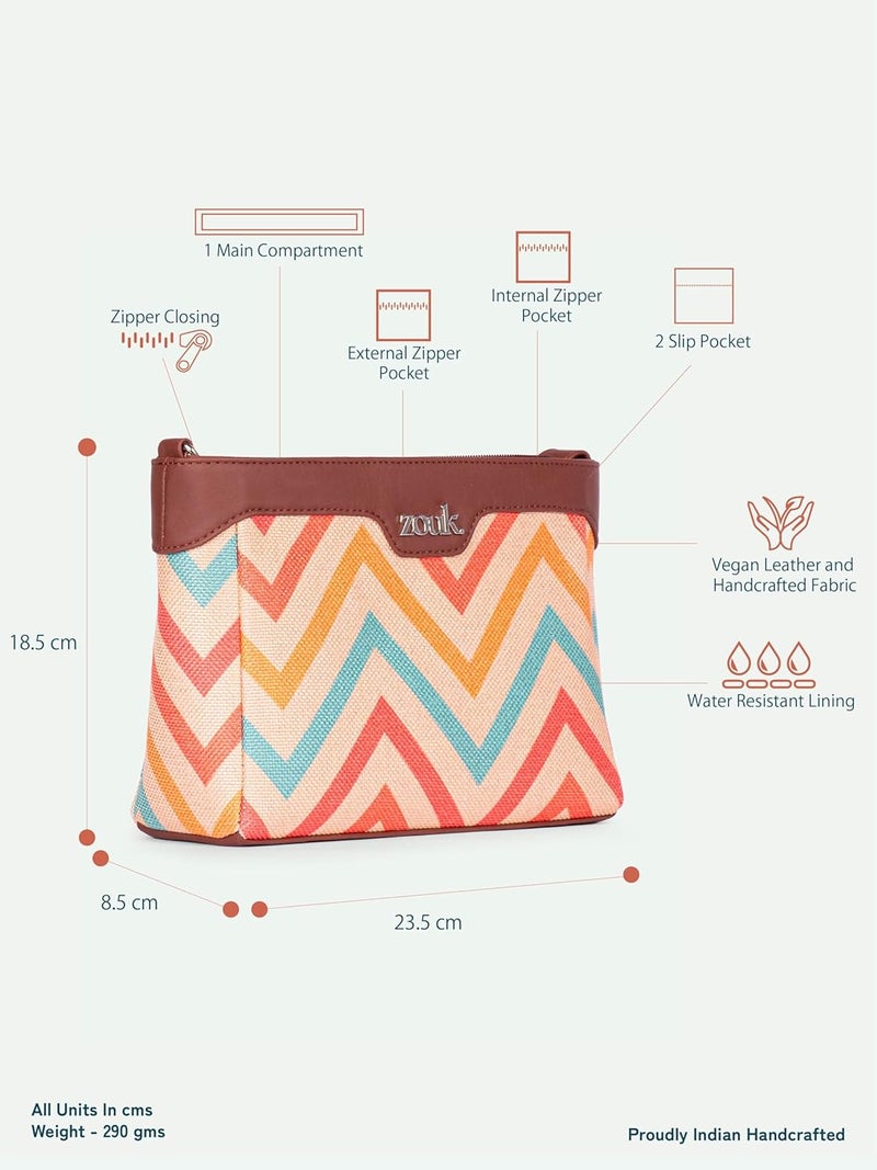 ZOUK حقيبة هارموني متقاطعة من الجلد النباتي المطبوعة مع حزام قابل للتعديل للنساء والفتيات - Image 4