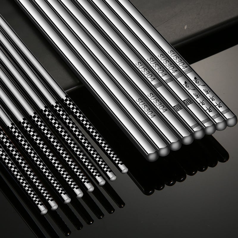 304 Stainless Steel Chopsticks Tableware, 6Cm Square Chopsticks With Patterned Cloth Handle, Chinese Style, Manufacturer, Square Head, Non-Slip - Image 2