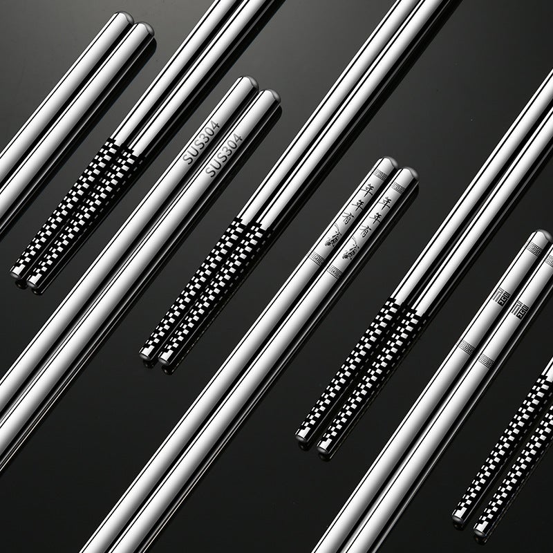 304 Stainless Steel Chopsticks Tableware, 6Cm Square Chopsticks With Patterned Cloth Handle, Chinese Style, Manufacturer, Square Head, Non-Slip - Image 4