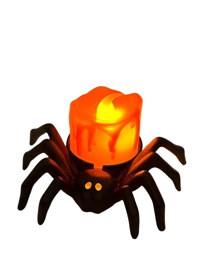 Halloween jack-o-lantern glow spider night light atmosphere decoration props electronic candle light ornaments - Image 1