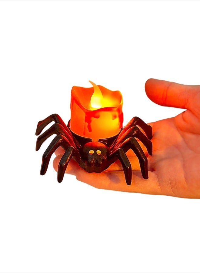 Halloween jack-o-lantern glow spider night light atmosphere decoration props electronic candle light ornaments - Image 2