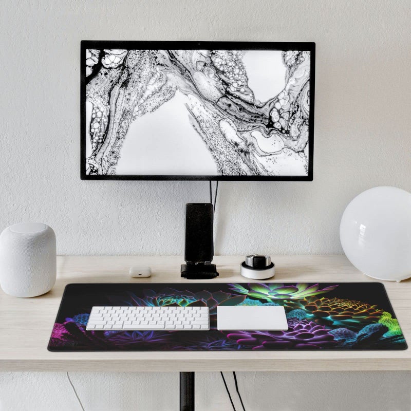 CANFLASHION Gaming Mouse Pad,Large Mouse Pads for Desk,Non-Slip Rubber Base Extended Mousepad,XXL Keyboard Mouse Mat,Computer Keyboard Desk Pad with Stitched Edges,35.4x15.8inch,Succulent Plants - Image 5