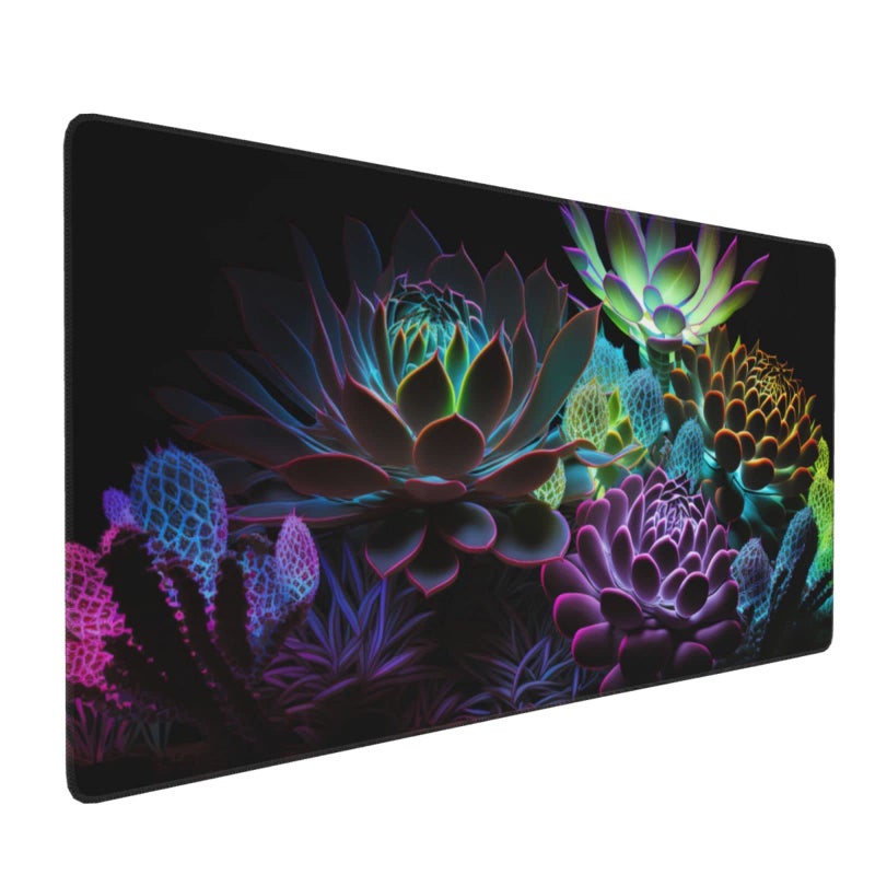 CANFLASHION Gaming Mouse Pad,Large Mouse Pads for Desk,Non-Slip Rubber Base Extended Mousepad,XXL Keyboard Mouse Mat,Computer Keyboard Desk Pad with Stitched Edges,35.4x15.8inch,Succulent Plants - Image 1