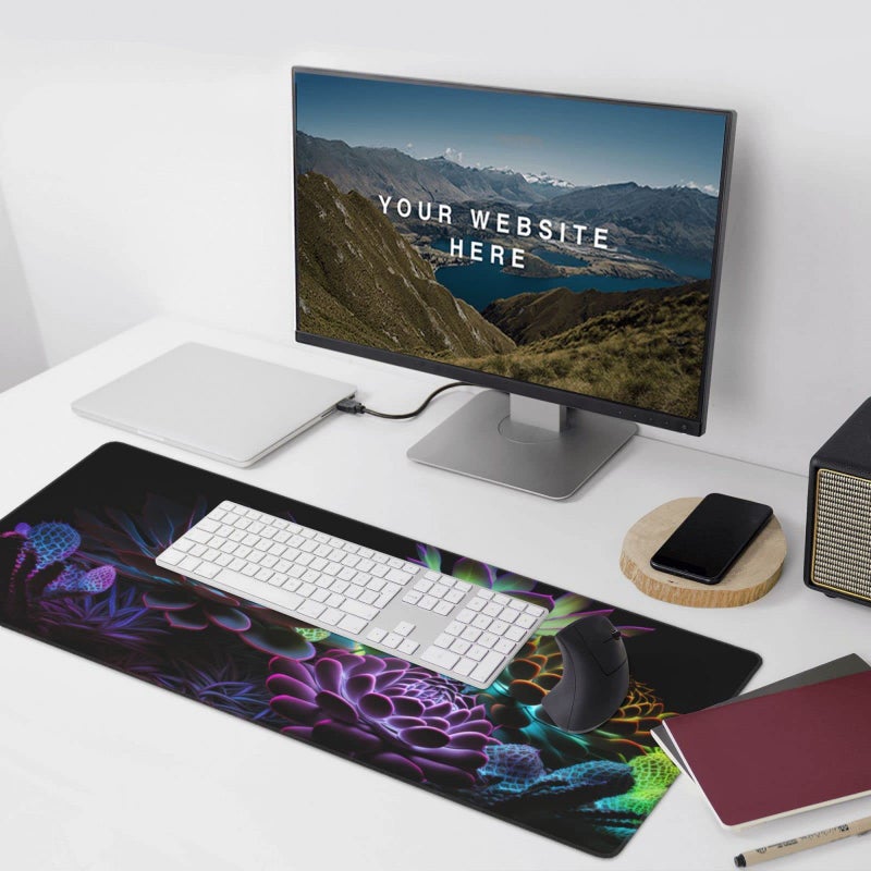 CANFLASHION Gaming Mouse Pad,Large Mouse Pads for Desk,Non-Slip Rubber Base Extended Mousepad,XXL Keyboard Mouse Mat,Computer Keyboard Desk Pad with Stitched Edges,35.4x15.8inch,Succulent Plants - Image 4