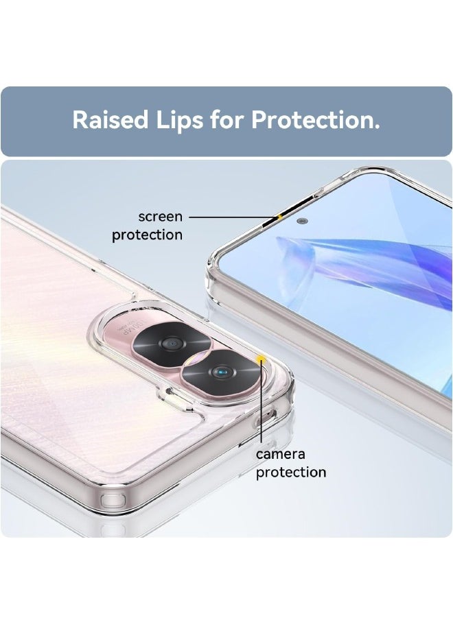 RUGGED SHIELD - Honor 90 Lite Case, Transparent Acrylic Back Panel + Soft TPU Soft Edge, Fashion Shock-Absorption Anti-Drop Protective Case Cove for Honor 90 Lite (6.7"), Clear - Image 1