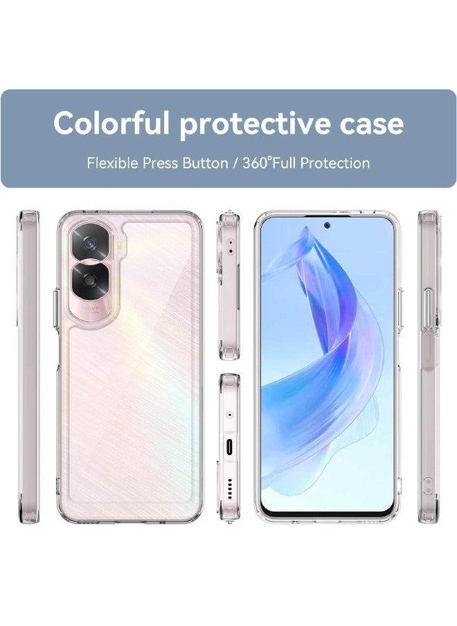 RUGGED SHIELD - Honor 90 Lite Case, Transparent Acrylic Back Panel + Soft TPU Soft Edge, Fashion Shock-Absorption Anti-Drop Protective Case Cove for Honor 90 Lite (6.7"), Clear - Image 1