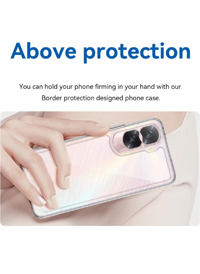 RUGGED SHIELD - Honor 90 Lite Case, Transparent Acrylic Back Panel + Soft TPU Soft Edge, Fashion Shock-Absorption Anti-Drop Protective Case Cove for Honor 90 Lite (6.7"), Clear - Image 1