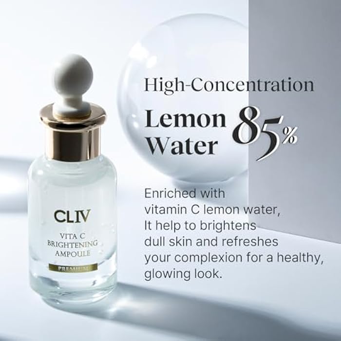 CLIV Vita C Brightening Ampoule Facial Serum | 85% Lemon Water | Skin Dullness Treatment | Vitamin Skincare |Skin Refreshing Serum | Korean Skincare (1.01 fl oz, 30ml) - Image 2