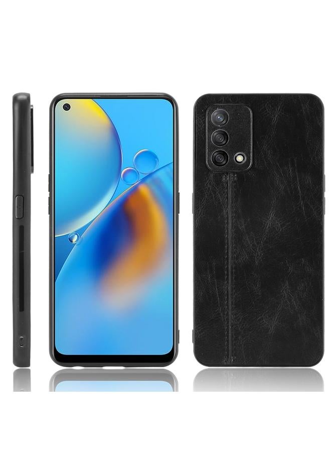 اس-توب جراب لهاتف OPPO A74 4G / F19 مقاوم للصدمات بنمط جلد البقر المخيط من مادة PC + PU + TPU - Image 1