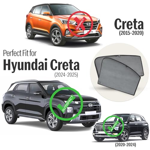 Autofact Car Sunshades for Hyundai Creta New (2024 to 2025), UV Protection, Useful Car Accessories, Custom fit Sun Shades for Side Windows, Set of 4 - Image 2