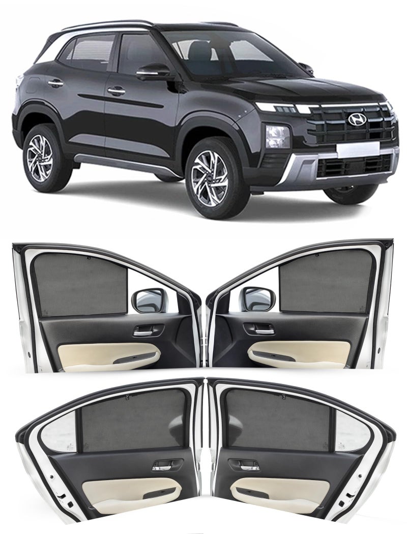 Autofact Car Sunshades for Hyundai Creta New (2024 to 2025), UV Protection, Useful Car Accessories, Custom fit Sun Shades for Side Windows, Set of 4 - Image 1
