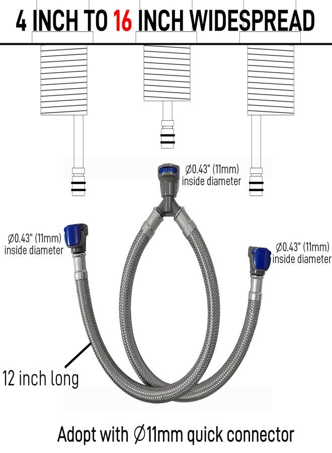 HOMYEP Quick Connect Faucet Water Supply Lines, 12 Inch, Widespread Bathroom Sink Faucets Replacement Fast Lock Pipe Hose, V-Shape - Image 4
