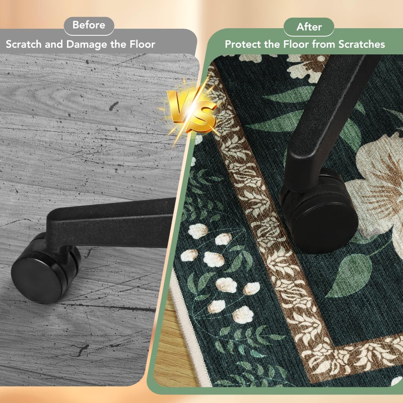 Lreedy Office Chair Mat for Hardwood Floor&Tile Floor,36"x48" Heavy Duty Desk Chair Mat for Hard Floors,Under Desk Rug for Rolling Computer Chair,Anti Slip,Low Pile Carpet Floor-Square Frame Colorful Flowers - Image 5