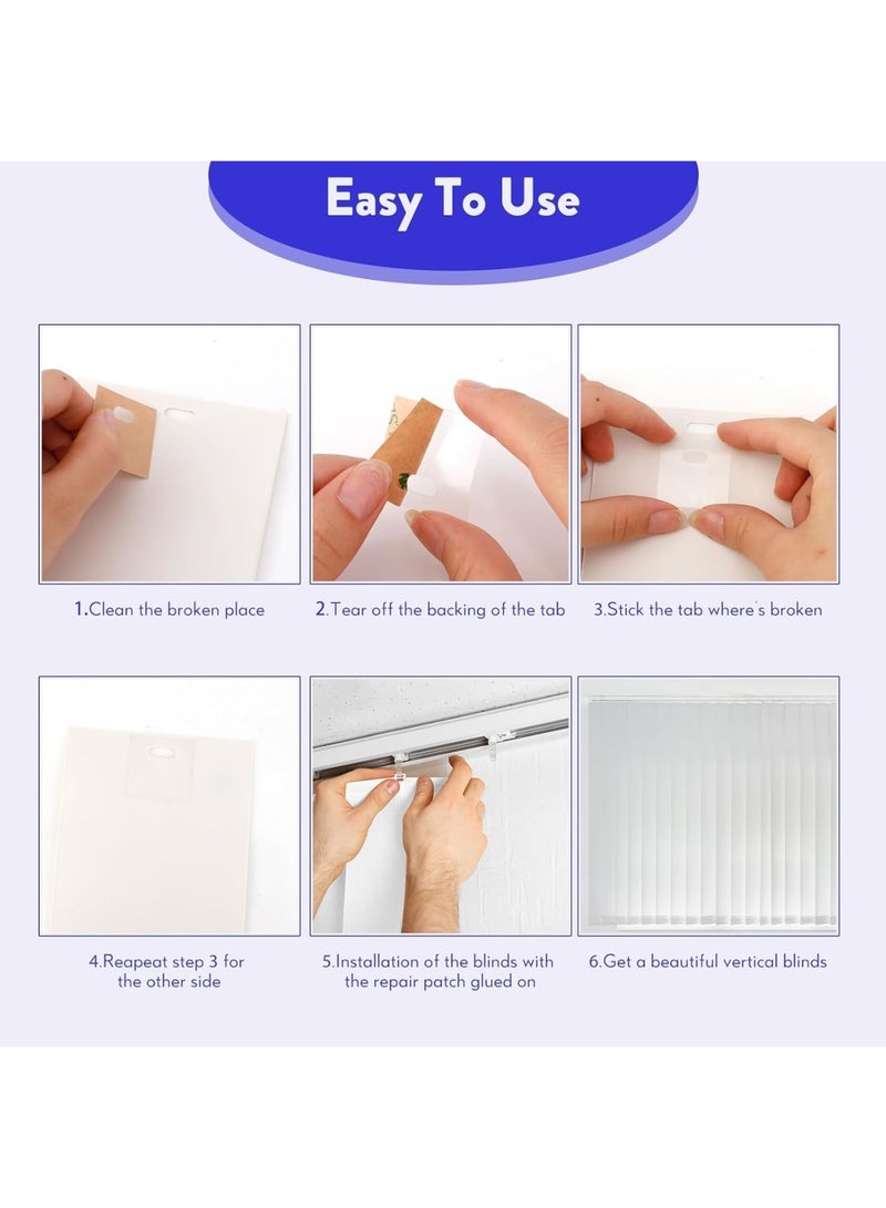 SOLARAE شرائح استبدال الستائر العمودية، مجموعة 22 قطعة من علامات الإصلاح 6 قطع من شرائح الستائر العمودية البيضاء من PVC مع 16 علامة إصلاح شفافة للستائر العمودية لباب منزلق أو نافذة - Image 3