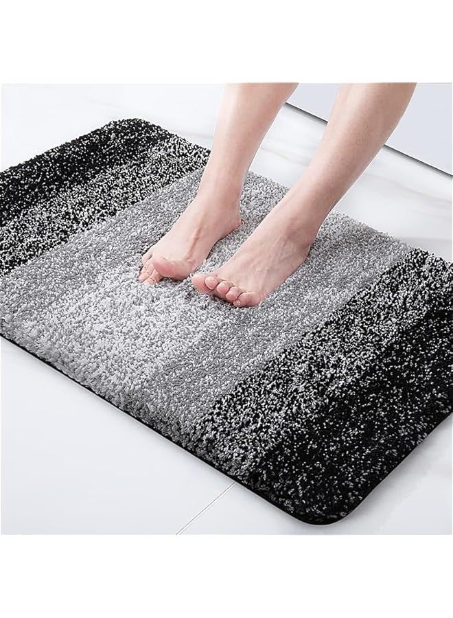 TRASSLE Luxury Bathroom Rug Mat, Extra Soft and Absorbent Microfiber Bath Rugs, Non-Slip Plush Shaggy Bath Carpet,Tub and Shower, Bath Mats for Bathroom Floor, Machine Wash Dry(50 * 80CM) (Black) - Image 1