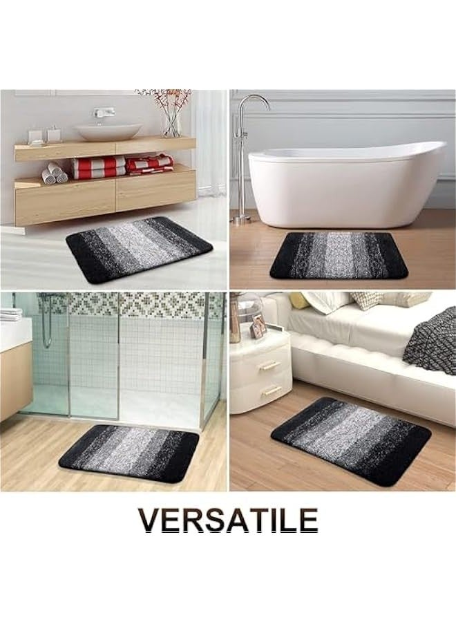 TRASSLE Luxury Bathroom Rug Mat, Extra Soft and Absorbent Microfiber Bath Rugs, Non-Slip Plush Shaggy Bath Carpet,Tub and Shower, Bath Mats for Bathroom Floor, Machine Wash Dry(50 * 80CM) (Black) - Image 2