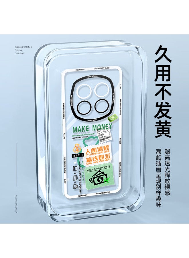 Xp Suitable For Redmi K80 Ultra Phone Case, Full Lens Protection, Xiaomi Redmi K80 Ultra Transparent Silicone Cartoon Case, Shockproof, High-end Feel - White Frame, Great Mindset - Image 2
