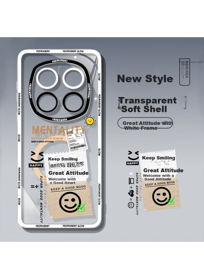 Xp Suitable For Redmi K80 Ultra Phone Case, Full Lens Protection, Xiaomi Redmi K80 Ultra Transparent Silicone Cartoon Case, Shockproof, High-end Feel - White Frame, Great Mindset - Image 4