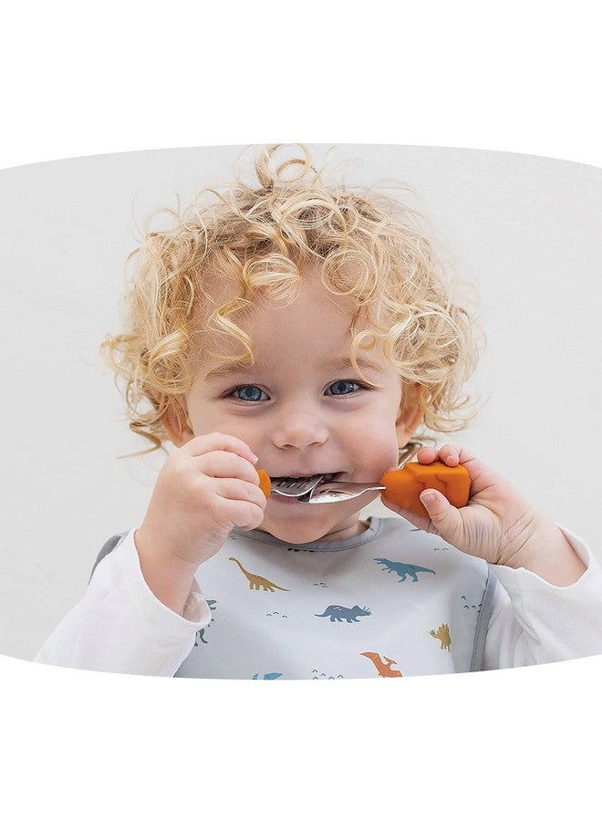 Tiny Twinkle Easy Grip Toddler Utensils Spoon And Fork Set - Bpa & Phthalate Free Utensil Sets, Kids Silverware With Silicone Handle, Baby Led Weaning Supplies For 12 Months & Up (Cinnamon Bear)  - Image 2