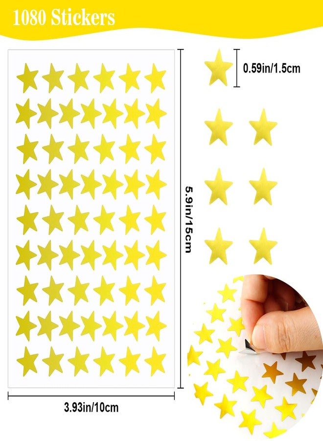 BOEIAC 1080 PCS Gold Star Stickers, Small Star Stickers, 20 Sheets Foil Star Metallic Stickers, Star Sticker for Kids Reward, School Planner, Behavior Chart, Classroom Teacher Supplies, DIY, Home - Image 2