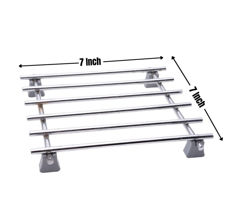 Firis Hot Pot Stand,Hot Mat, Hot Utensil Stand,Steaming Stand, Stainless Steel, 18x18 cm (7x7) (Set of 1) - Image 2