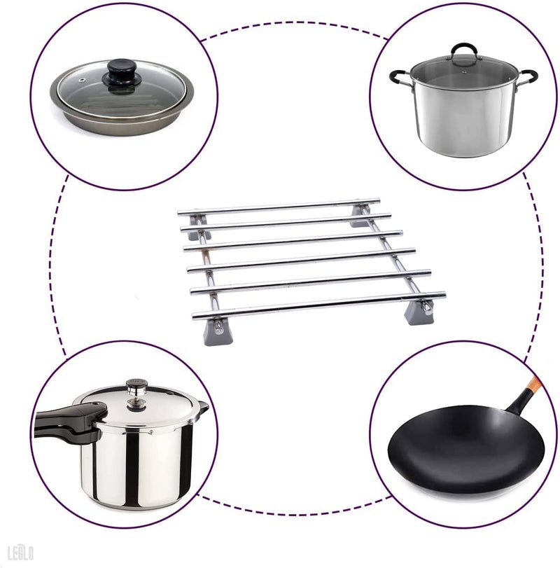 Firis Hot Pot Stand,Hot Mat, Hot Utensil Stand,Steaming Stand, Stainless Steel, 18x18 cm (7x7) (Set of 1) - Image 4