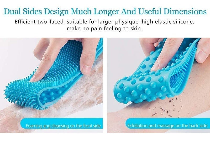 JENY JENY Back Scrubber for Shower for Choosing Dual Sided Bath Massage Brush Silicone Brush Long Scrubber with Handle Body Washer Exfoliating Texture Acne Mobility Scrubbing Pad for Men Women - Image 2