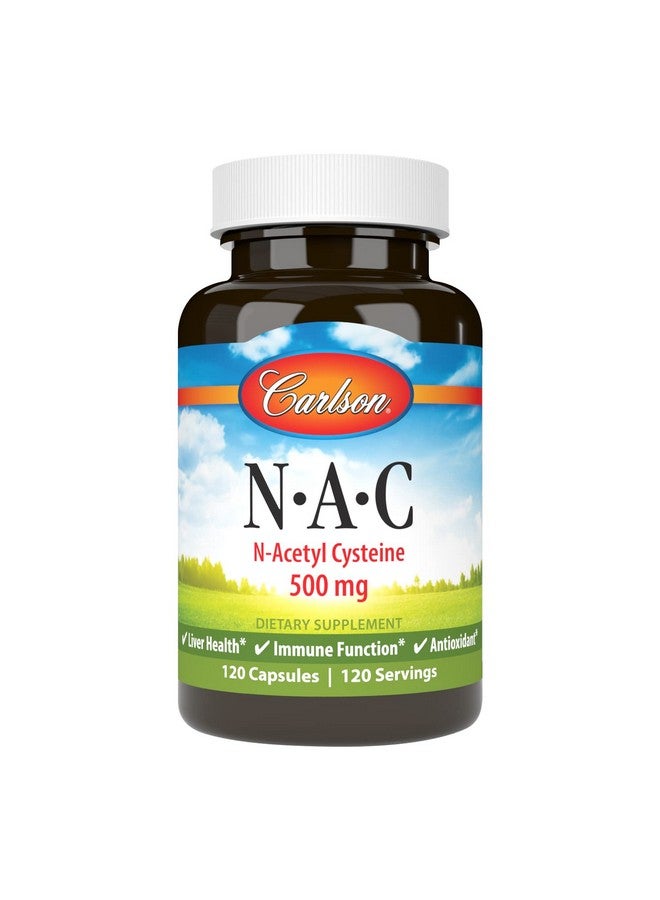Carlson - NAC, N-Acetyl Cysteine, 500mg, Liver Health, Immune Function, Antioxidant, 120 Vegetarian Capsules - Image 1