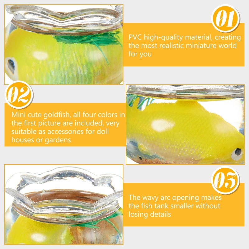 Simgoing 4 Pcs Miniature Dollhouse Accessories, 1: 12 Scale Mini Resin Fish Tank for Garden Scene Decor, Miniature Things for DIY Decorations - Image 4