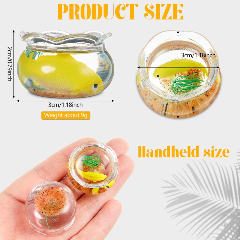 Simgoing 4 Pcs Miniature Dollhouse Accessories, 1: 12 Scale Mini Resin Fish Tank for Garden Scene Decor, Miniature Things for DIY Decorations - Image 2