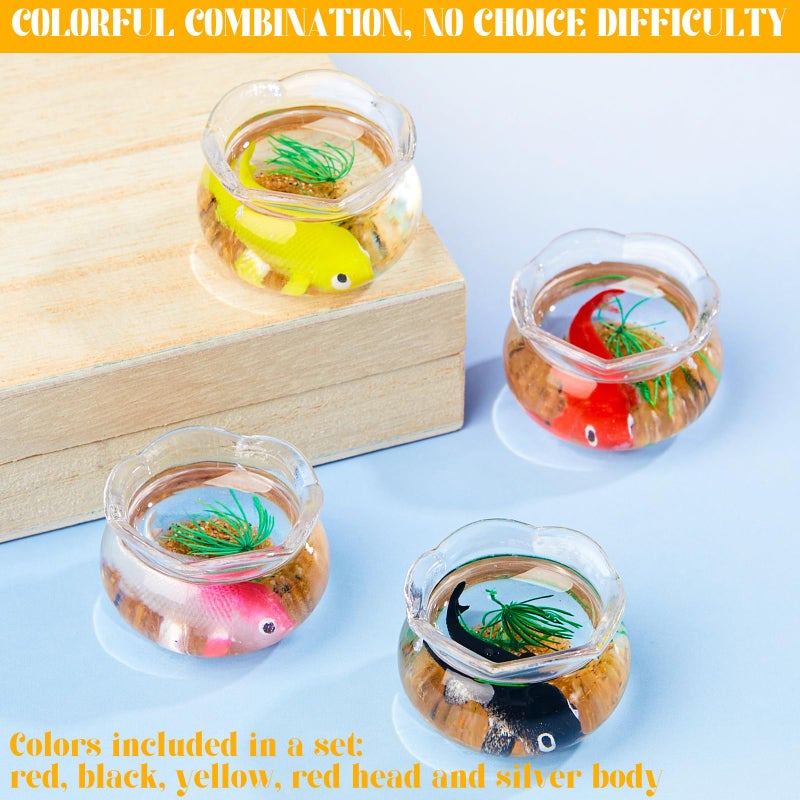 Simgoing 4 Pcs Miniature Dollhouse Accessories, 1: 12 Scale Mini Resin Fish Tank for Garden Scene Decor, Miniature Things for DIY Decorations - Image 3