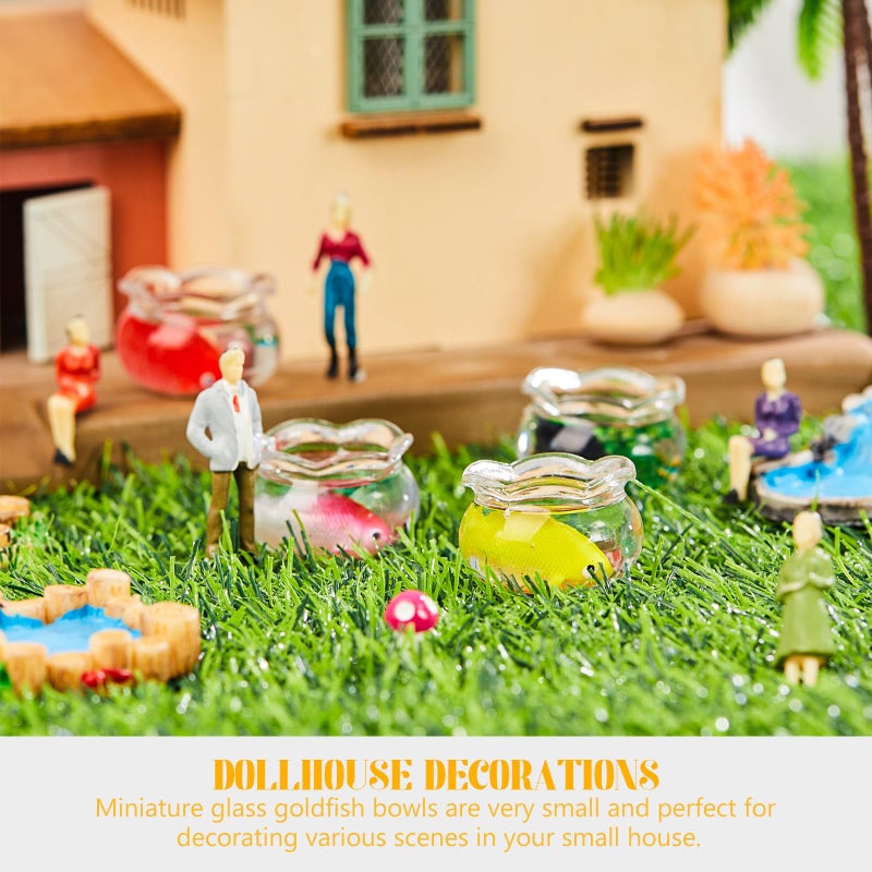 Simgoing 4 Pcs Miniature Dollhouse Accessories, 1: 12 Scale Mini Resin Fish Tank for Garden Scene Decor, Miniature Things for DIY Decorations - Image 5