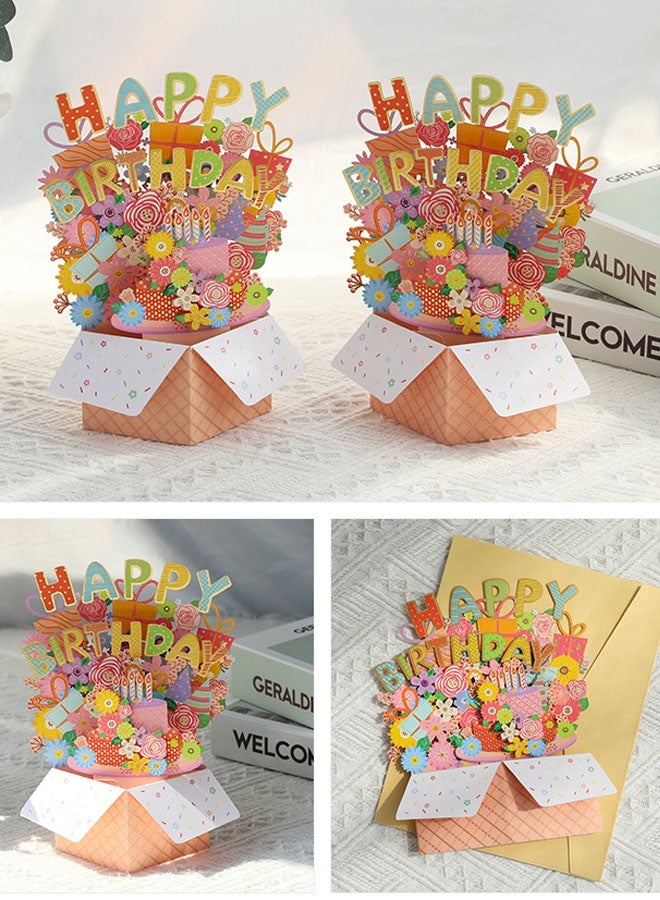 3D Box Colorful Greeting Card with Envelope Happy Birthday Card Pop Up Creative Folding Blessing Card - Image 4
