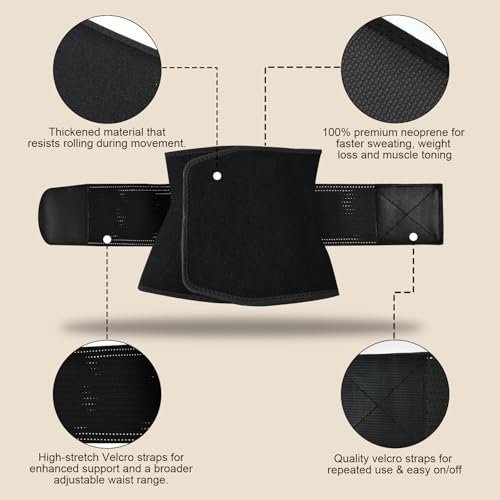 LKV Waist Trainer for Women, Waist Sweat Band, Slimming Waist Trimmer, Stomach Wrap, Body Shaper for Women Black - Image 2