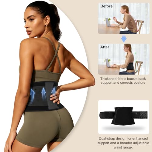 LKV Waist Trainer for Women, Waist Sweat Band, Slimming Waist Trimmer, Stomach Wrap, Body Shaper for Women Black - Image 5