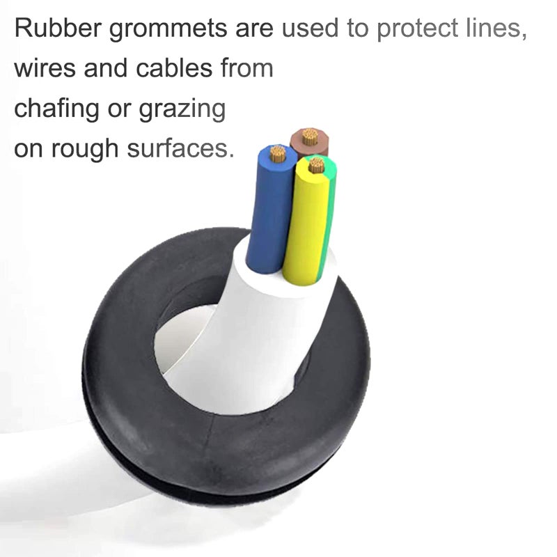BUSY-CORNER 200 PCS Hollow Rubber Grommet Firewall Hole Plug Assortment, Rubber Grommet kit 1/4", 5/16", 3/8", 7/16", 1/2", 5/8", 3/4'', 7/8", 1'' - Image 4