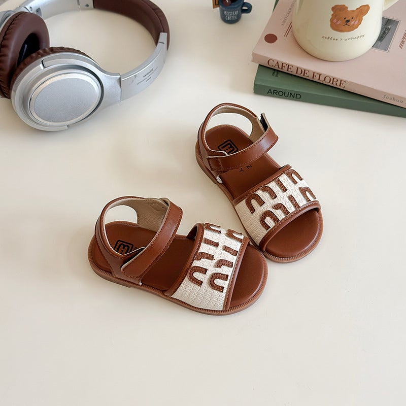Summer Kidsren'S Shoes Korean Style Fashion Letter Baby Beach Shoes Casual Soft Bottom Girls Sandals - Image 5