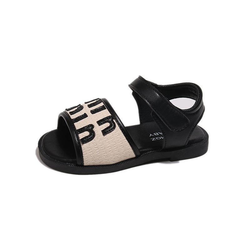 Summer Kidsren'S Shoes Korean Style Fashion Letter Baby Beach Shoes Casual Soft Bottom Girls Sandals - Image 1