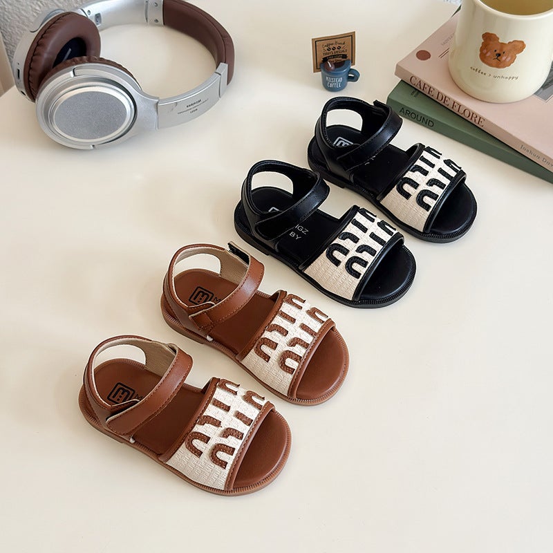 Summer Kidsren'S Shoes Korean Style Fashion Letter Baby Beach Shoes Casual Soft Bottom Girls Sandals - Image 3
