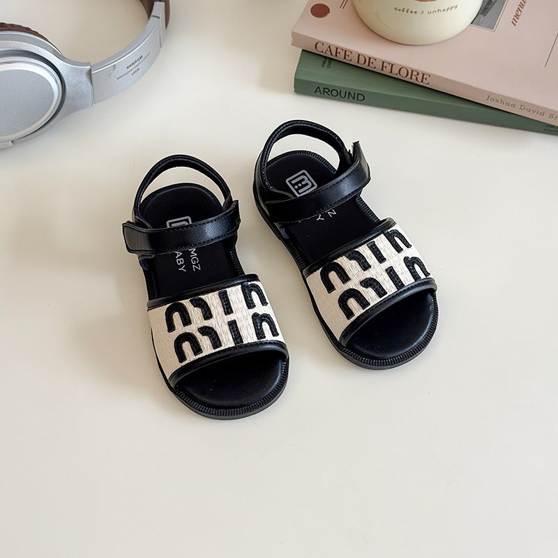 Summer Kidsren'S Shoes Korean Style Fashion Letter Baby Beach Shoes Casual Soft Bottom Girls Sandals - Image 4