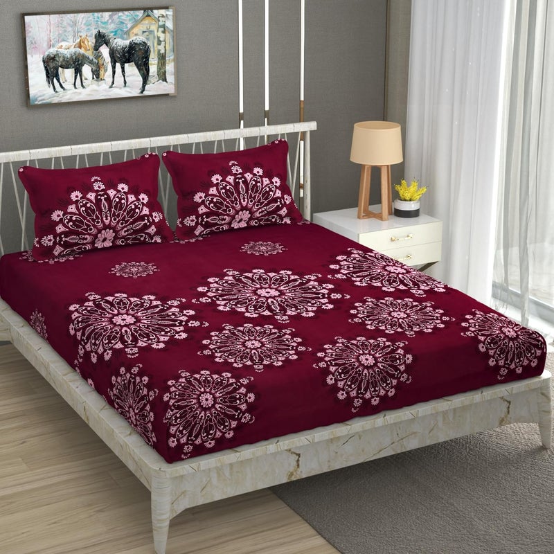 AVI 180 TC Bedsheet King Size Bed Glace Cotton with 2 Pillow Covers | 110 GSM Soft Brushed Microfiber King Size Bedsheet Cotton - Breathable & Wrinkle Free - (223 x 241 CM, Mulberry Wood) - Image 4