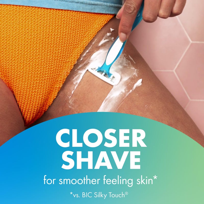 Bic شفرة حلاقة بيسك سوليل كومفورت 4 شفرات للاستخدام مرة واحدة للنساء للبشرة الحساسة، مجموعة شفرات حلاقة 3 قطع - Image 3