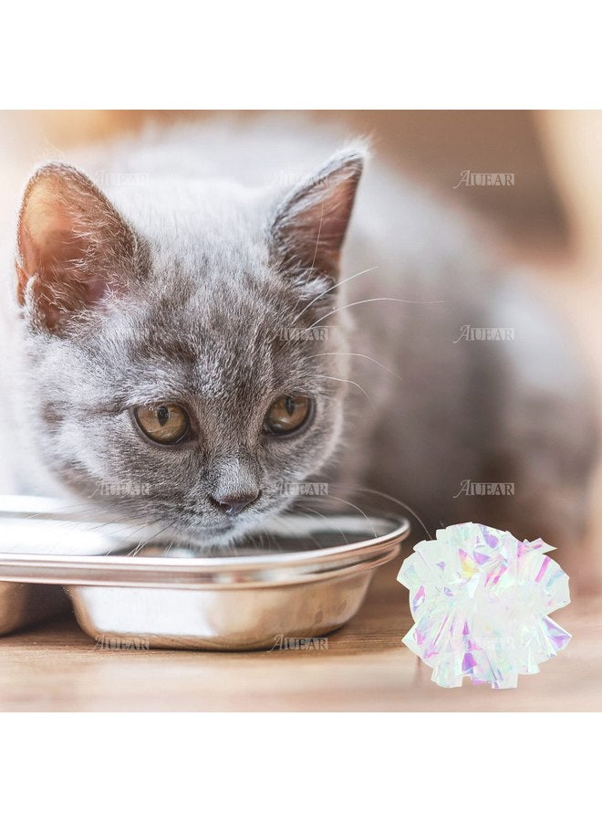 AUEAR, 20 Pack Dye Free Cat Crinkle Balls 2" Mylar Crinkle Balls Sounds Shiny Kitty Glitter Balls for Cats - Image 2