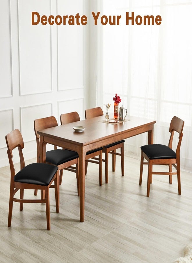 WUSOUPU PU Leather Dining Chair Seat Covers Set of 4, High Stretch Seat Covers for Chairs Waterproof with Buckle Strap Design, Wipeable & Oilproof Black Kitchen Chair Covers for Dining/Kitchen Room - Image 2