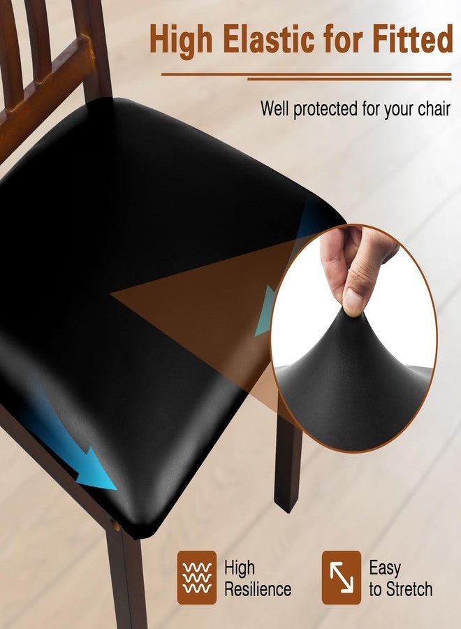 WUSOUPU PU Leather Dining Chair Seat Covers Set of 4, High Stretch Seat Covers for Chairs Waterproof with Buckle Strap Design, Wipeable & Oilproof Black Kitchen Chair Covers for Dining/Kitchen Room - Image 4