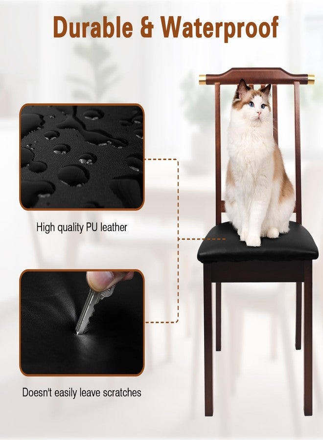 WUSOUPU PU Leather Dining Chair Seat Covers Set of 4, High Stretch Seat Covers for Chairs Waterproof with Buckle Strap Design, Wipeable & Oilproof Black Kitchen Chair Covers for Dining/Kitchen Room - Image 5