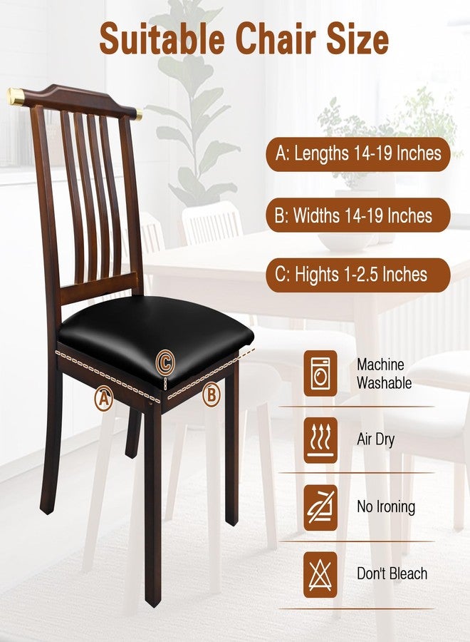 WUSOUPU PU Leather Dining Chair Seat Covers Set of 4, High Stretch Seat Covers for Chairs Waterproof with Buckle Strap Design, Wipeable & Oilproof Black Kitchen Chair Covers for Dining/Kitchen Room - Image 3