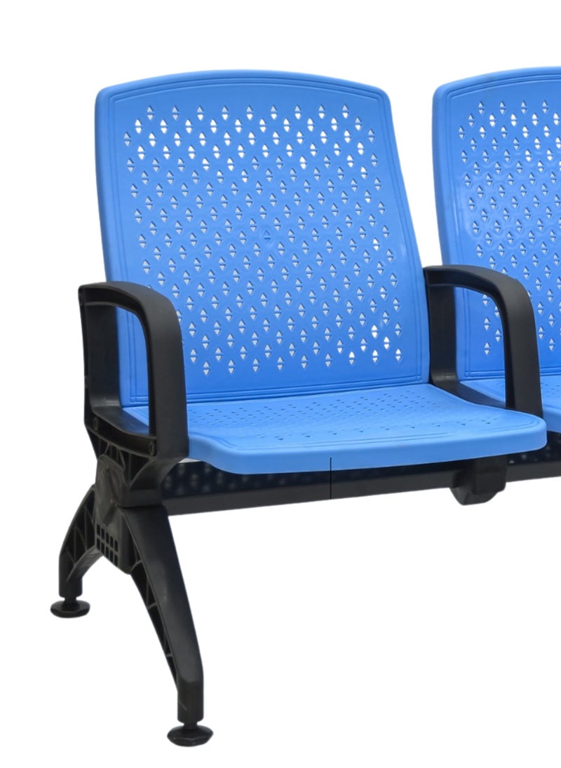 KARNAK Karnak Three Seater Plastic Office Bench For Airport Waiting & Reception Chair, Office, Clinics Dental, And Hospitals Easy to Clean Visitor Chair Color BLUE  - Image 2