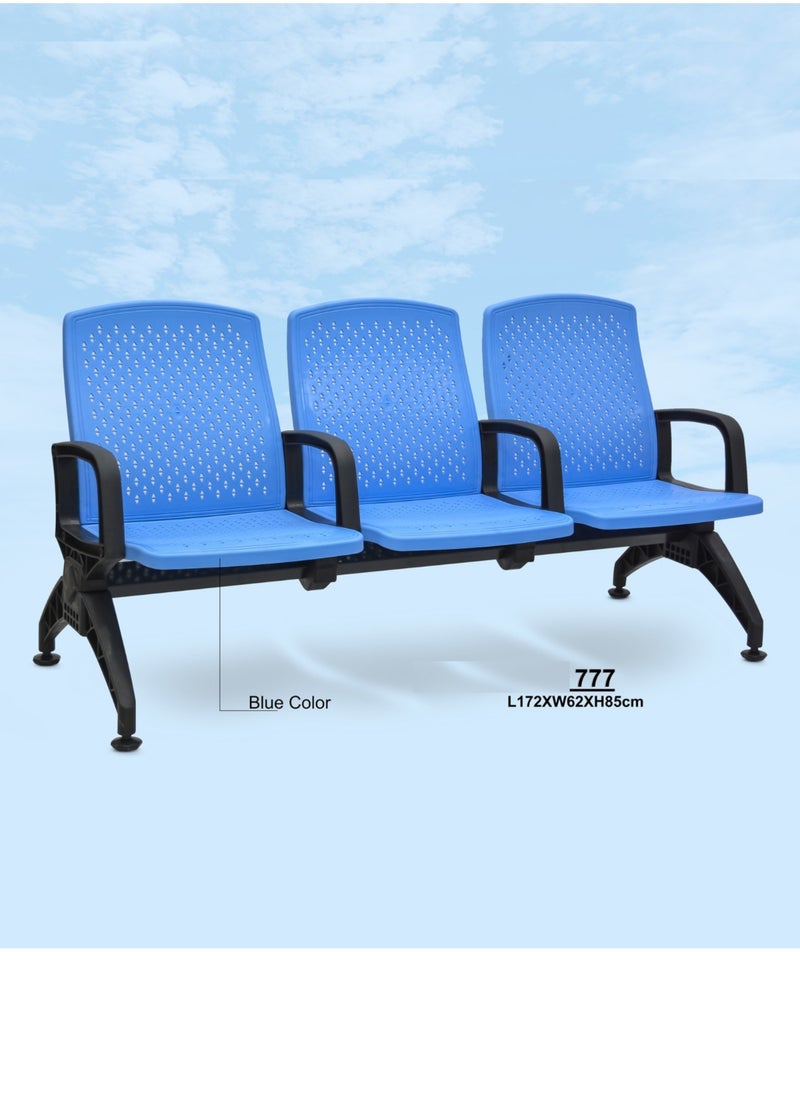 KARNAK Karnak Three Seater Plastic Office Bench For Airport Waiting & Reception Chair, Office, Clinics Dental, And Hospitals Easy to Clean Visitor Chair Color BLUE  - Image 3